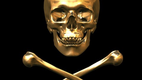 Gold Skull and Crossbones - (HD)