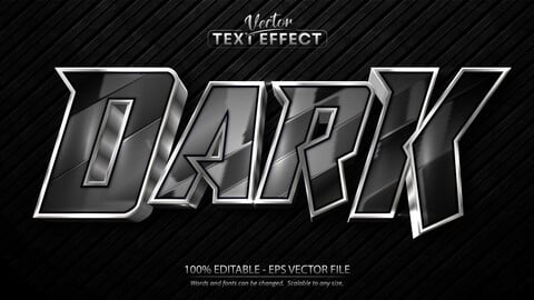 Dark text, shiny silver style editable text effect