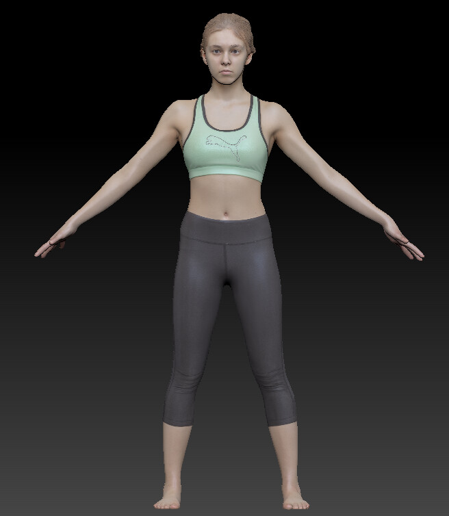 deep3dstudio - Girl in black leggings and crop top ready for animation 313