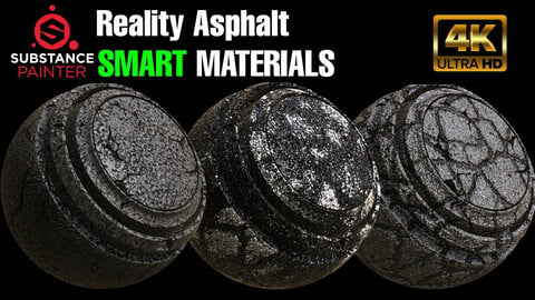 Reality Asphalt Smart Material Pack (.Sbsar, .Spsm, .Jpeg) Hiqh Quality