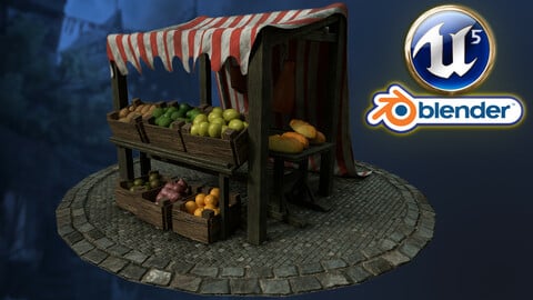 Blender to Unreal Engine 5 Course | 3D Props | Medieval Market Stall