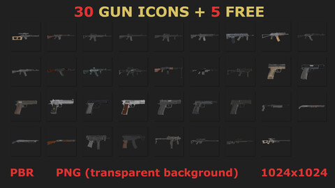 30 Gun Icons + 5 FREE