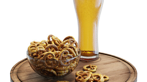 3D Model / Food Set 06 / Beer and small Pretzels