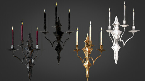 PBR game ready low poly 3D model of chandelier