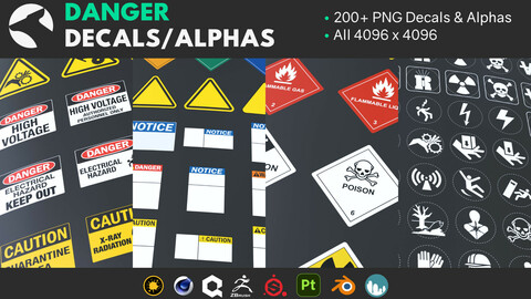 200+ Alphas & Decals - Danger Signs