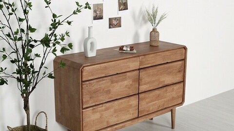 Rain Wood 3 Tier Wide Dressing Table Chest of drawers Ash Brown