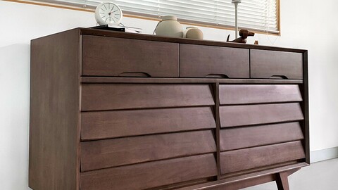 Galleria solid wood 3 tier wide chest of drawers