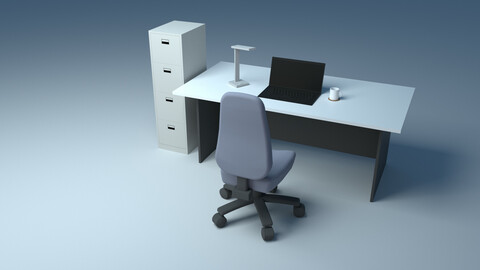 Office Basic Furniture Set 3D model