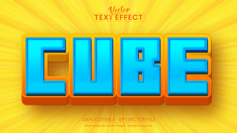 Cube text, 3d cartoon style editable text effect