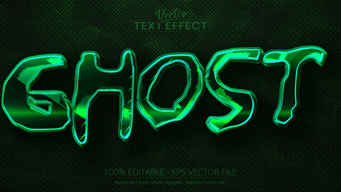 Ghost text, green color editable text effect on dark dots textured and grunge background