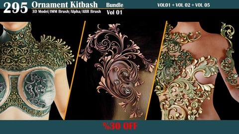 295 Sahra Ornament Kitbash 3D Model/IMM Brush/Alpha Bundel VOL01