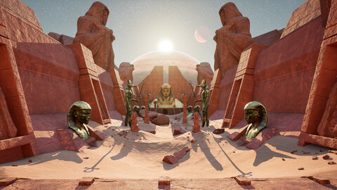 Alien Sandstorm Desert Planet - Egyptian Temple Ruins UE4