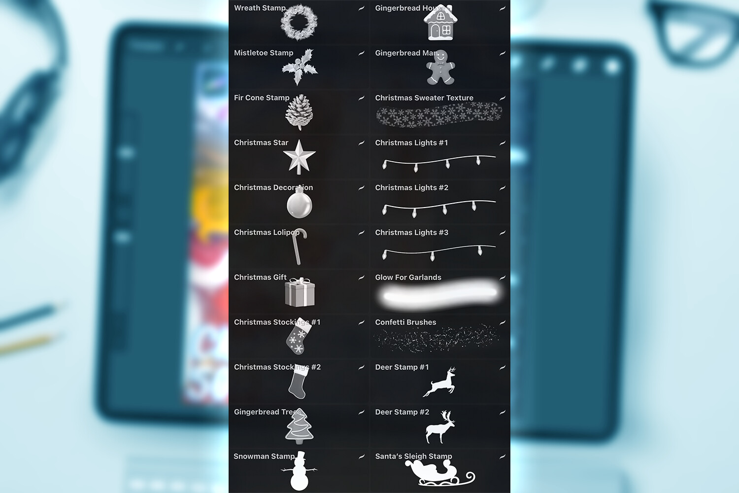 ArtStation Christmas Brushes Set 50+ (Texture, Garlands, Snow