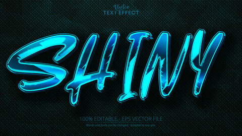 Shiny text, blue color editable text effect on dark dots textured and grunge background