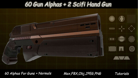 60 Gun Alphas + 2 Scifi Hand Gun + Tutorial