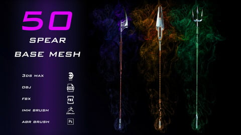 50 Spear Base Mesh(Clean UV) + IMM Brush + ABR Brush_VOL01