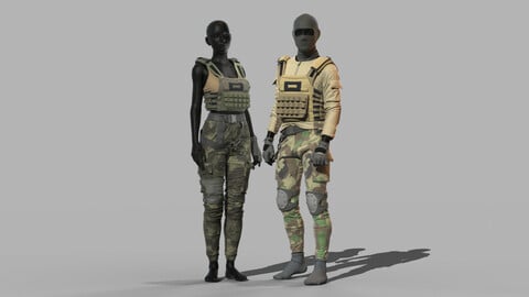 Military Outfits . Marvelous Designer , Clo3D .