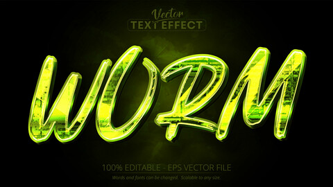 Worm text, green color editable text effect on dark dots textured and grunge background