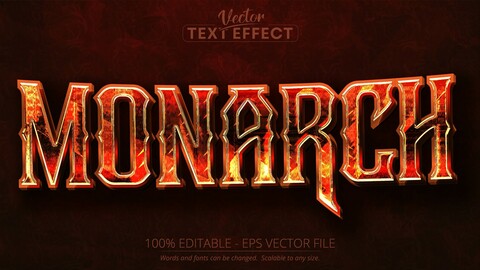 Monarch text, orange fire color editable text effect on dark dots textured and grunge background