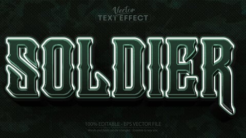 Soldier text, military theme editable text effect