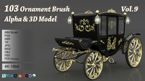 103 Ornament Brush + Alpha + 3D model vol 9 .