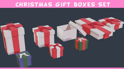 Christmas gift box pack - Game-ready Low-poly 3D model