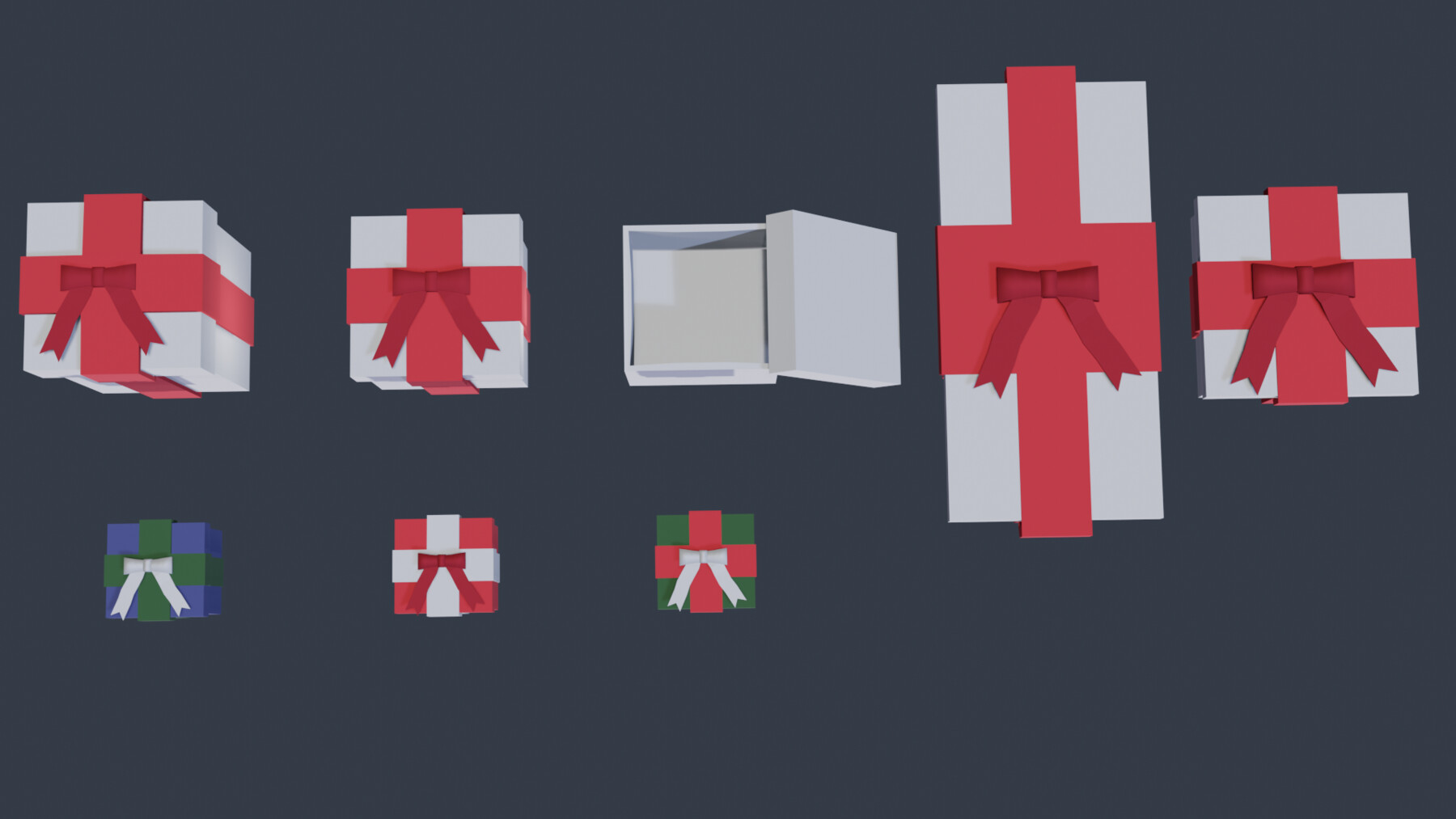 ArtStation - Christmas gift box pack - Game-ready Low-poly 3D model