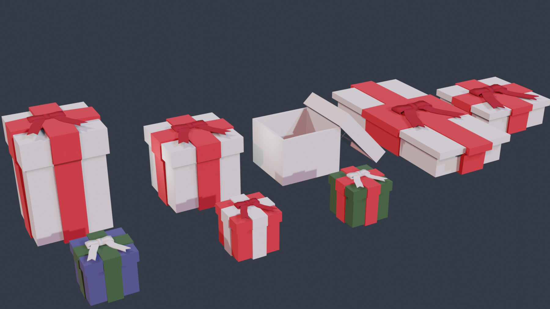 ArtStation - Christmas gift box pack - Game-ready Low-poly 3D model