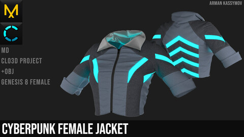 Cyberpunk Female Jacket Marvelous designer project | .OBJ