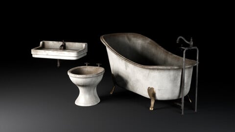 Abandoned Dirty Old Bathroom Set