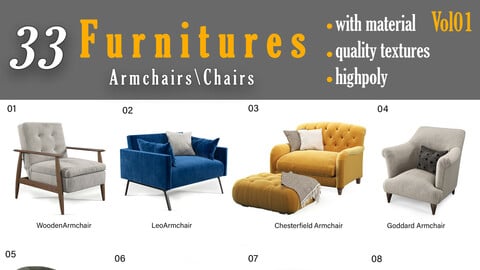 33 Furniture -Armchair and Chair- Vol01