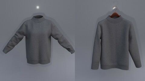Knit Turtleneck Sweater with hanger - Black Cardigan 3D Model