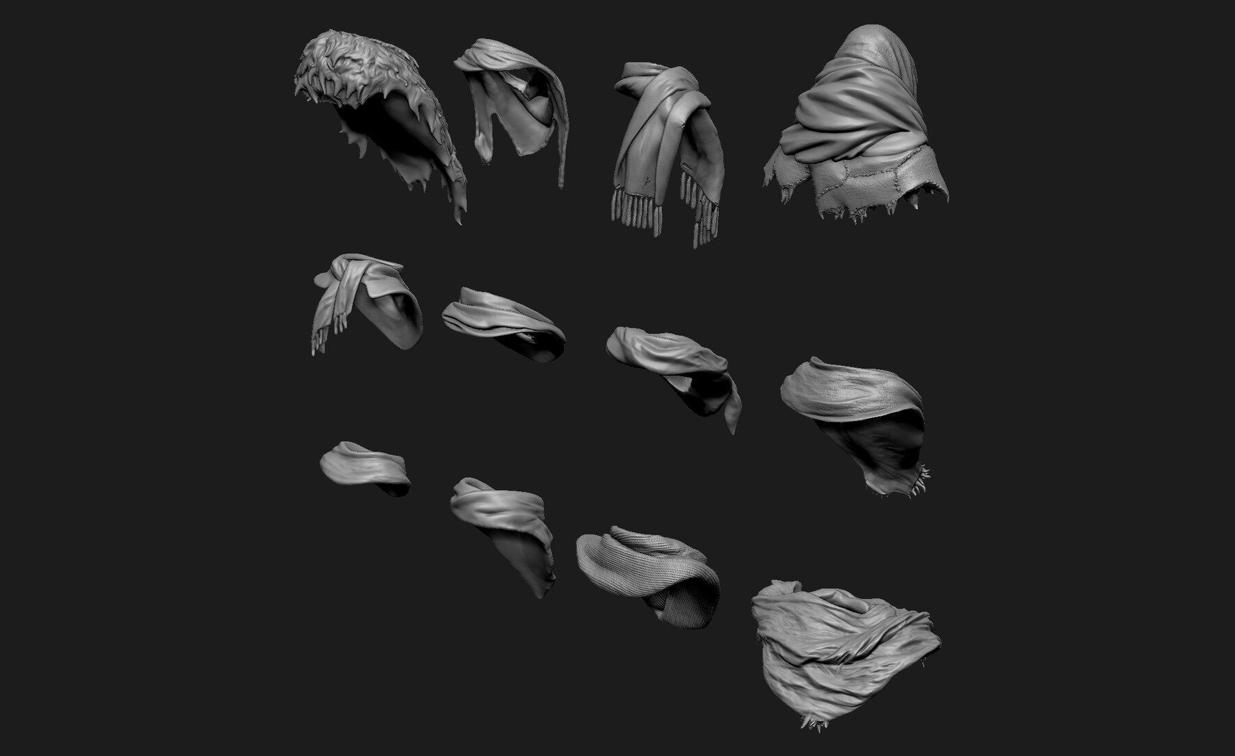 ArtStation - Scarfs for 3d Printable Characters Part 1 | Resources