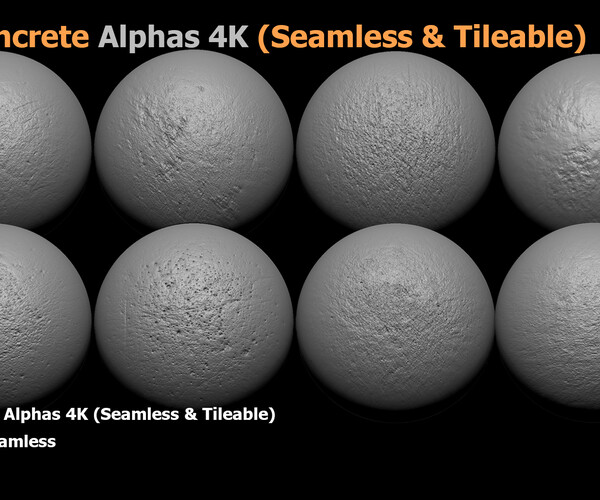 ArtStation - 100 Concrete Alphas 4K (Seamless & Tileable) | Brushes