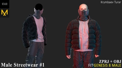 Male Streetwear #1. Marvelous Designer / Clo 3D project +obj