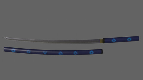 PBR Katana Japanese Sword (Blue) Ver.3