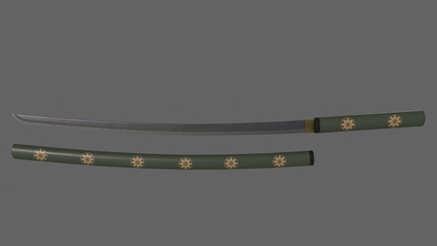 PBR Katana Japanese Sword (Green) Ver.3