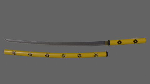 PBR Katana Japanese Sword (Yellow) Ver.3