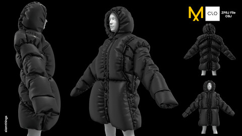 Future Fashion Puffer Jacket #004 - Clo3D/MarvelousDesigner + OBJ / NO TEXTURE / DIGITAL FASHION