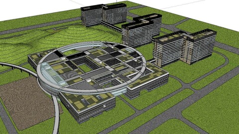 Sketchup City social Building-Hospital -084