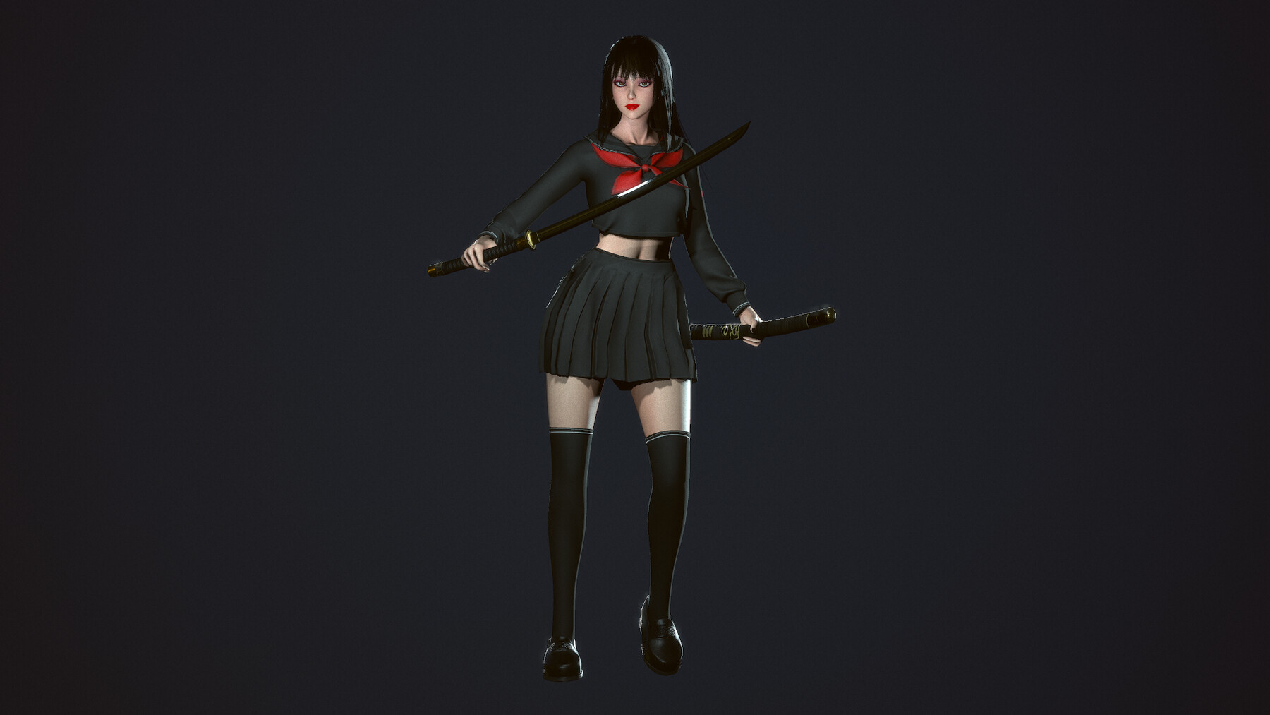 ArtStation - Japanese School Girl - Game Ready Low-poly 3D model ...