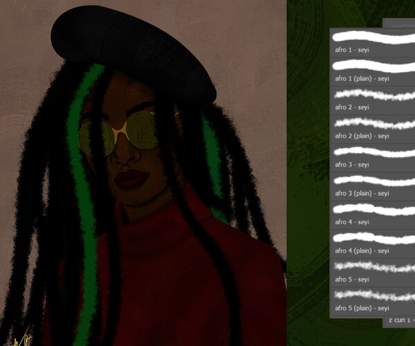 ArtStation Studio Paint textured hair complete brush pack by Seyi Deola