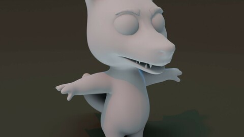 Cartoon Wolf Rigged Base Mesh 3D Model