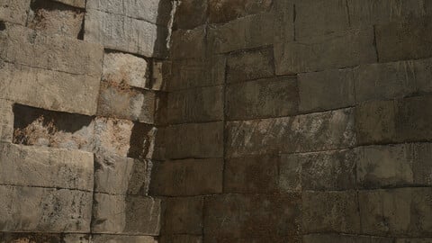 Mossy Stone Brick Material - Substance Designer
