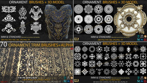 240 Ornament Brushes, 3D Models and Alphas Bundle ( 30% OFF )