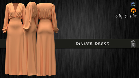 Dinner Dress / Marvelous Designers /Clo3D +OBJ File + FBX