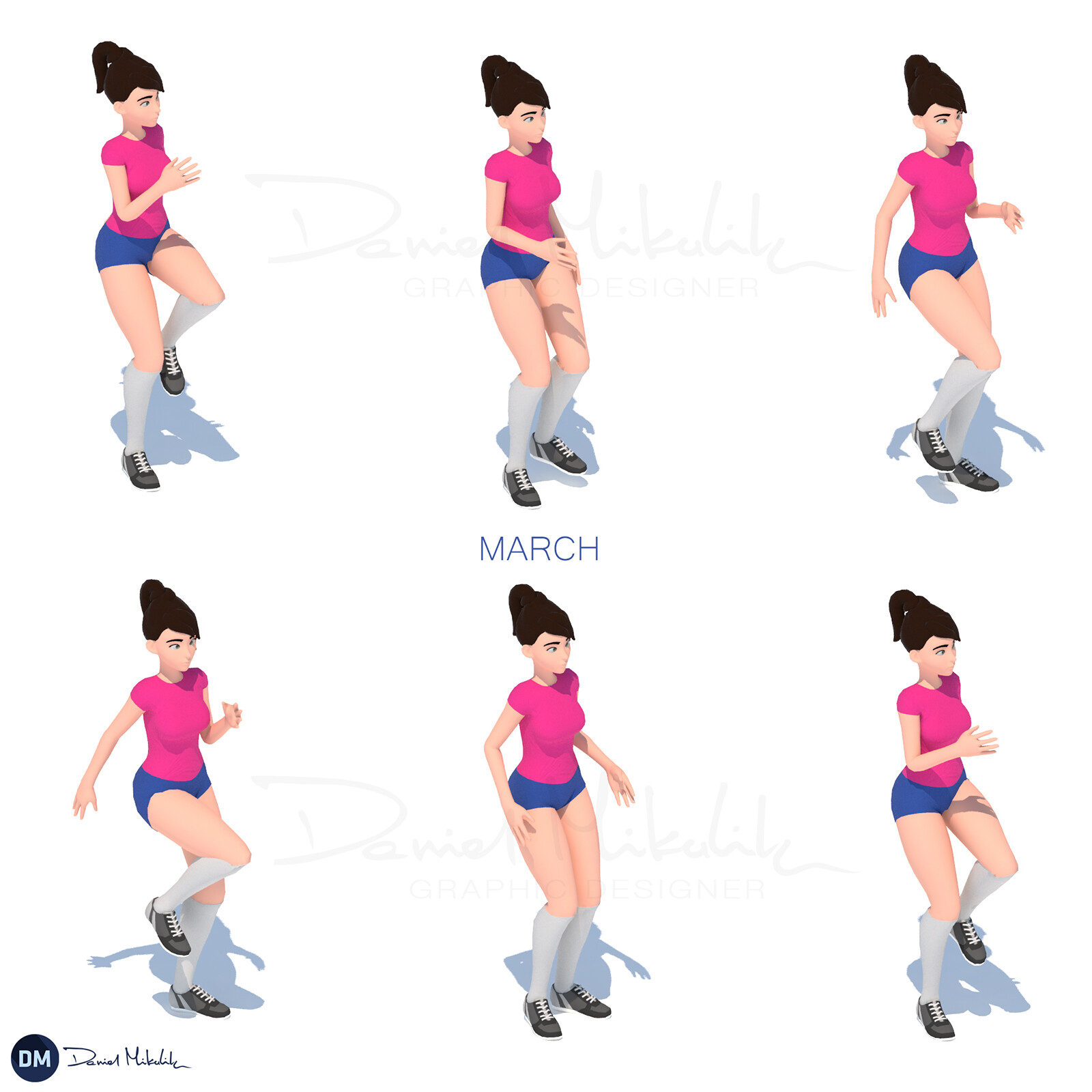 ArtStation - Cartoon Girl Exercise Animation Bundle