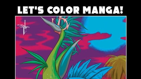 Let's Color Manga!  A digital coloring book with manga-style illustrations