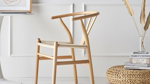 Y chair solid wood cafe rattan chair