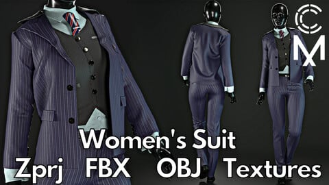 Marvelous Designer + Clo3d + OBJ + FBX + Texture : Suit No.1 (For women)
